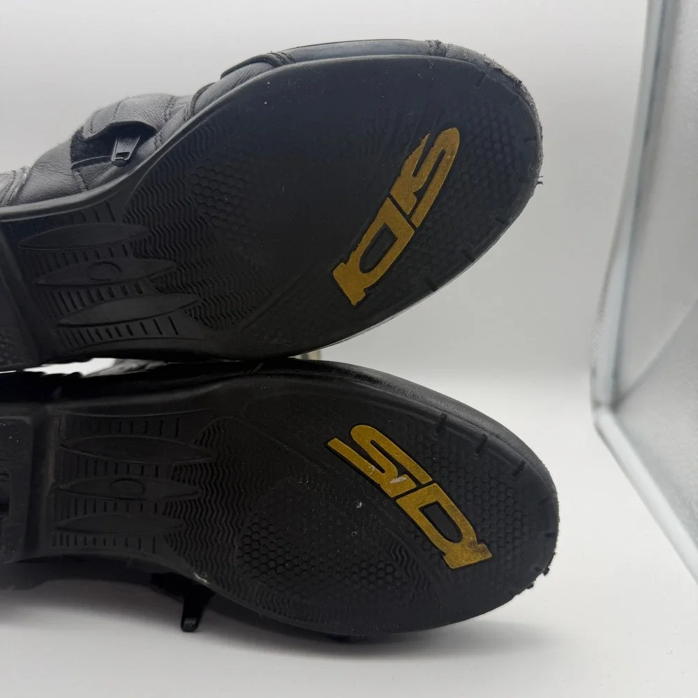 Sidi Motorcycle Boots Mens 8.5 Black Leather Racing Sport Bike Touring
